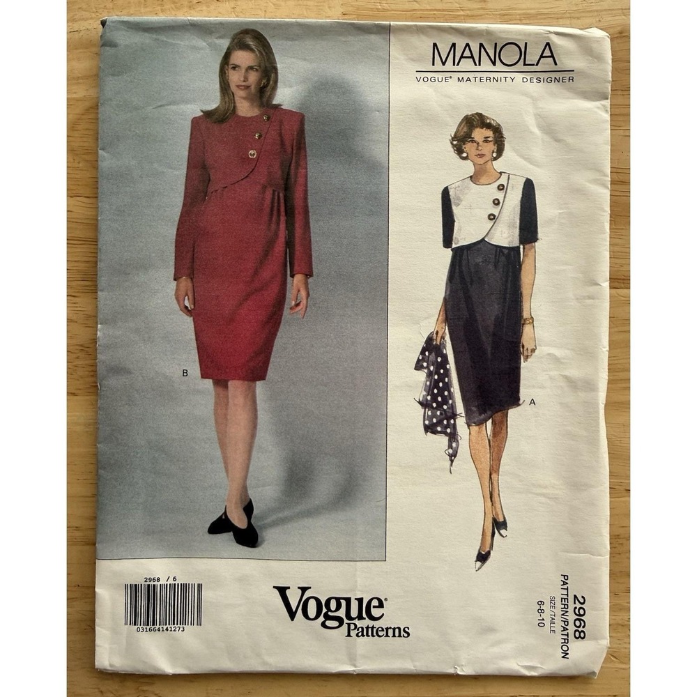 Vogue Maternity Designer MANOLA Pattern 2968 Misses' Maternity Dress Size 6-10